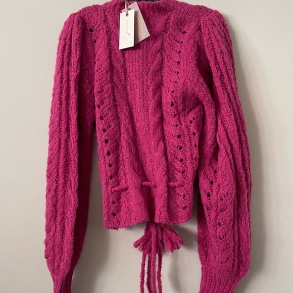 LoveShackFancy Pink Cable Knit Cardigan - Picture 11 of 14